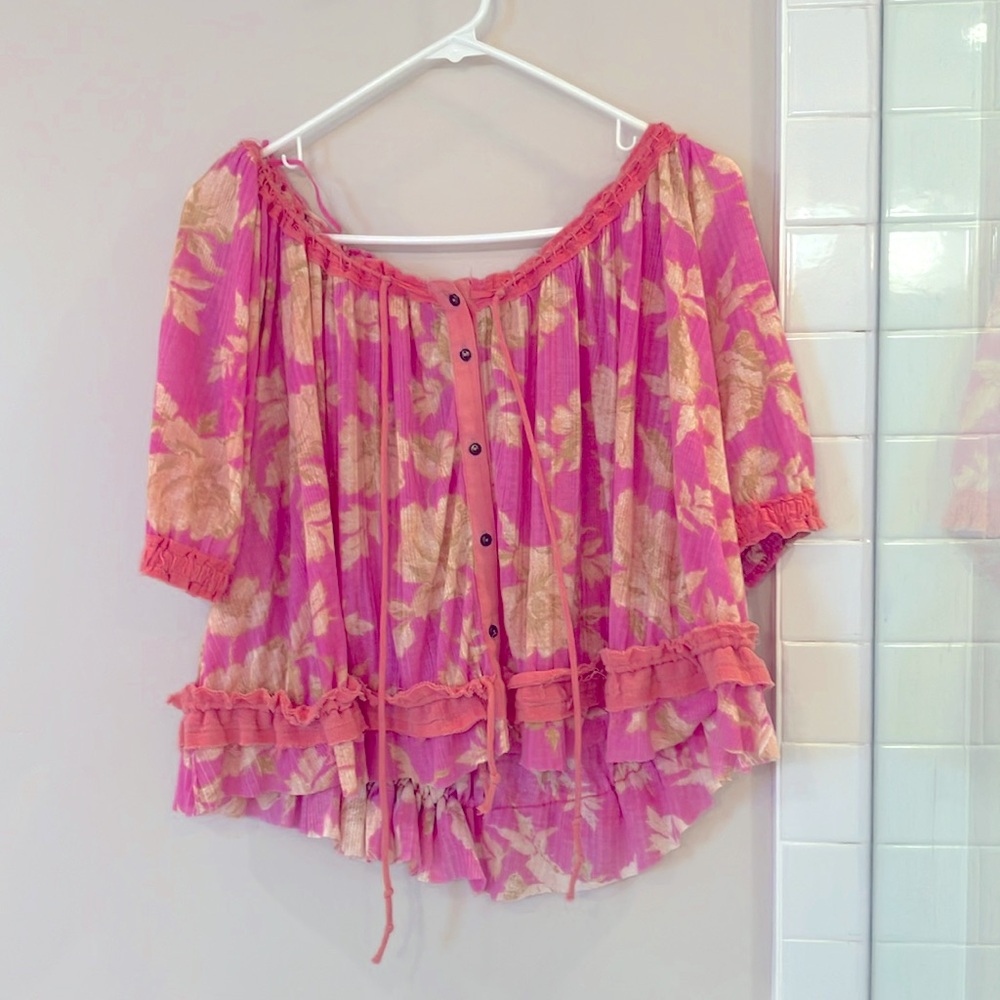 FREE PEOPLEsupwr cute flora shirt